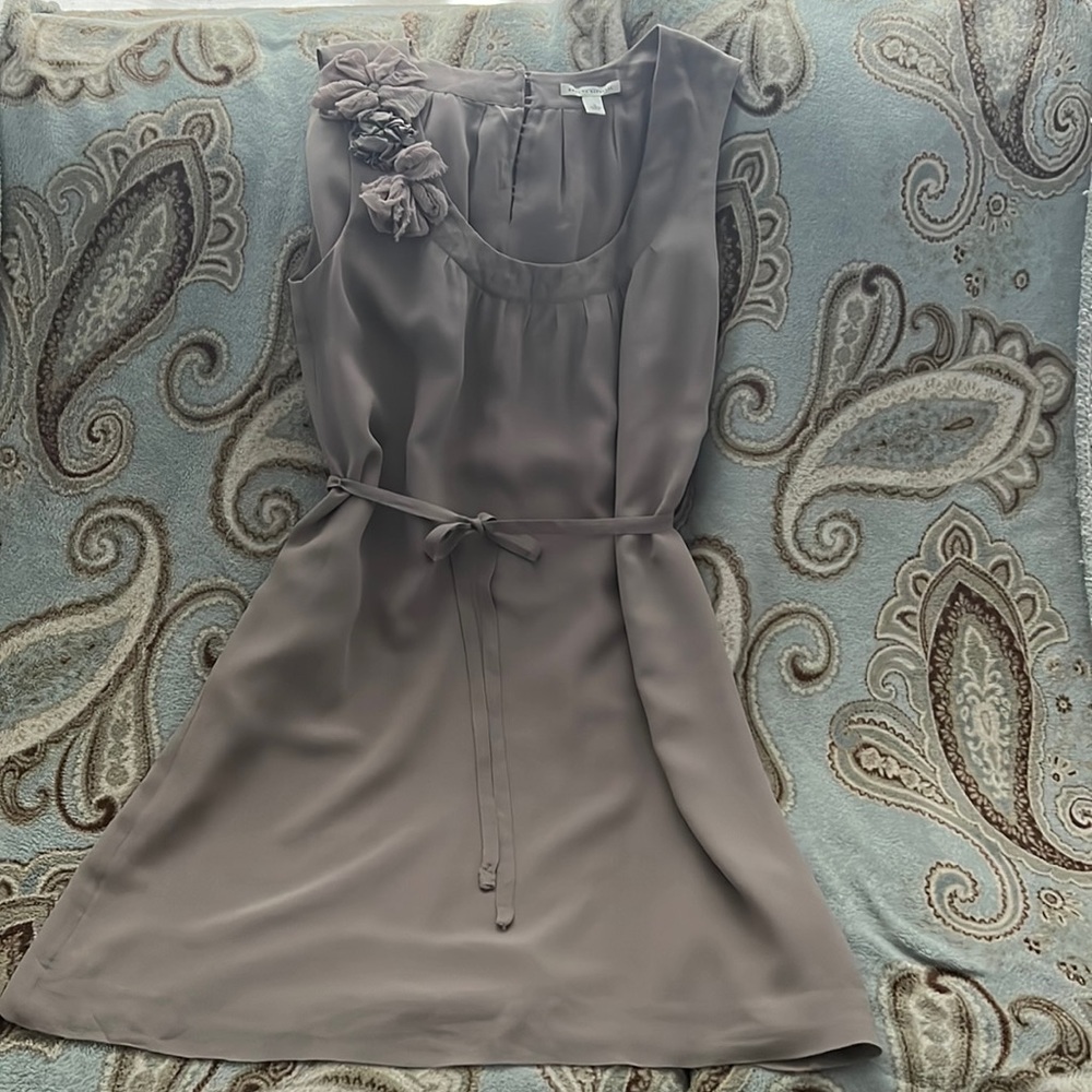 Banana Republic taupe Silk Rosette Dress size 12